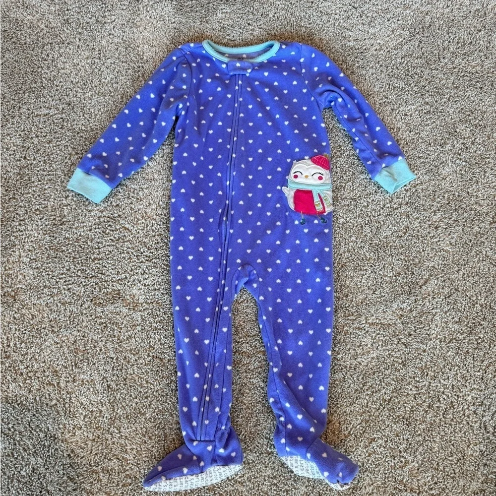 Carter’s Purple Owl Footed Pajamas Fleece sleeper Pjs– Size 2T